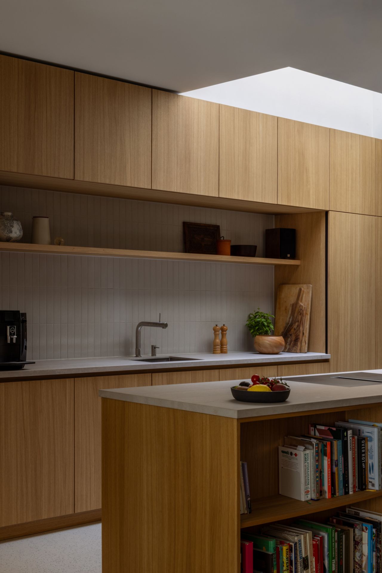 Interior details of the new oak joinery in the refurbished house