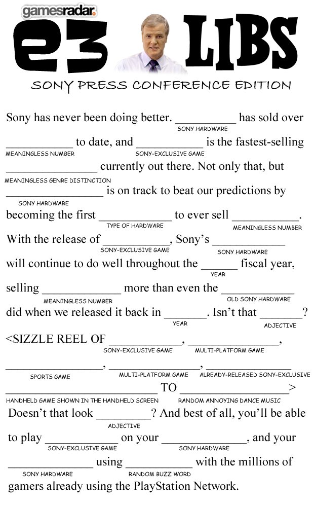 E3 Press Conference Mad Libs GamesRadar 