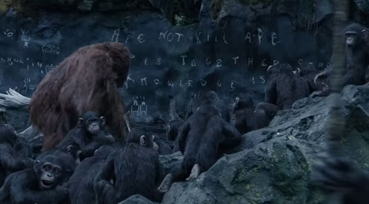 Making the interaction between apes seem natural was a big challenge for the animators