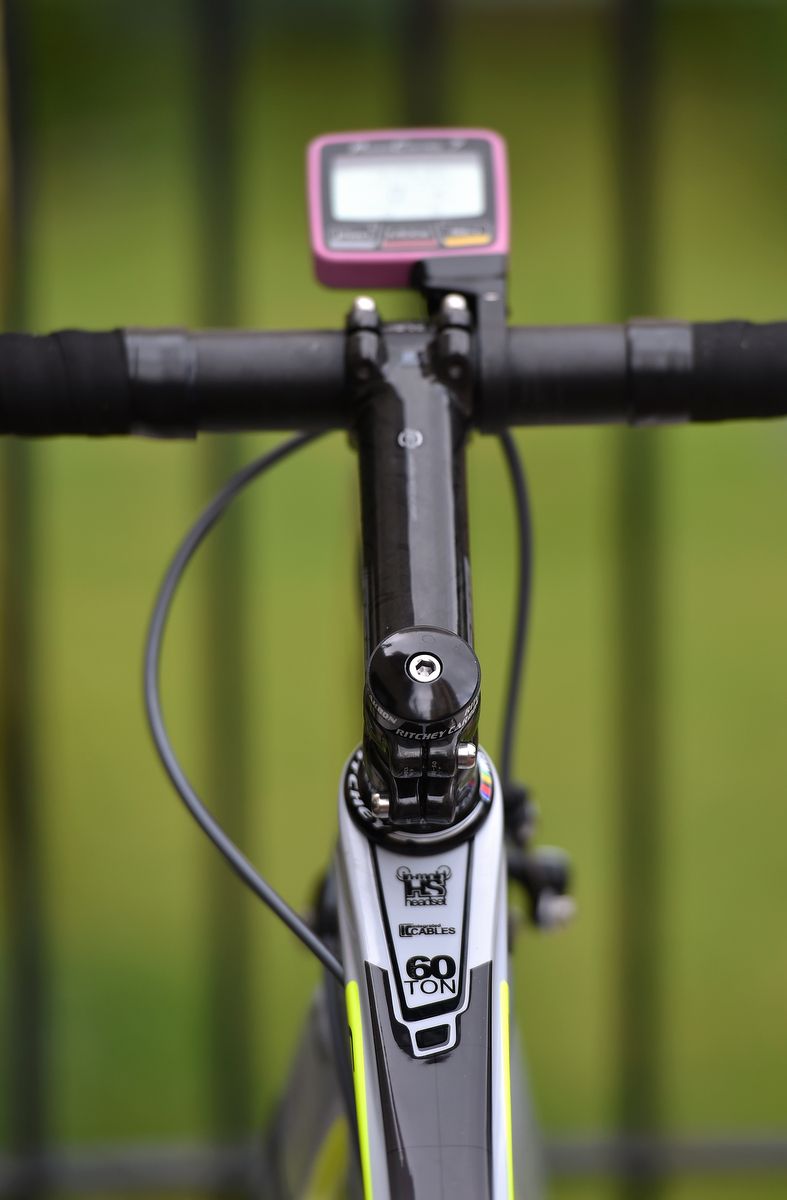 With the SRM extension, it's a long looking front end to the bike