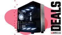 An Andromeda Insights gaming PC on a custom PC Gamer Deals background.