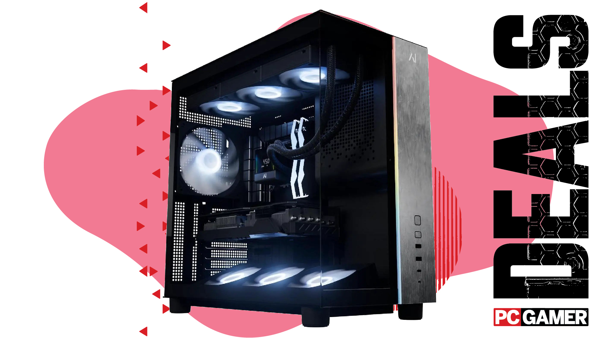 An Andromeda Insights gaming PC on a custom PC Gamer Deals background.