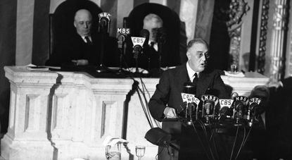 President Franklin D. Roosevelt gives the State of the Union address in 1941. 