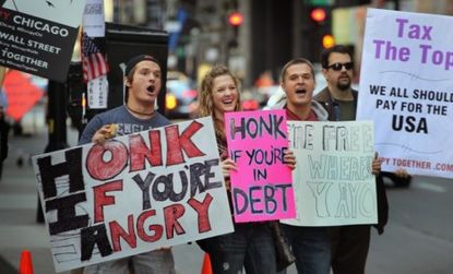 Protesters in Chicago jump on the Occupy Wall Street bandwagon, which has spread to a number of cities since it began in New York three weeks ago.