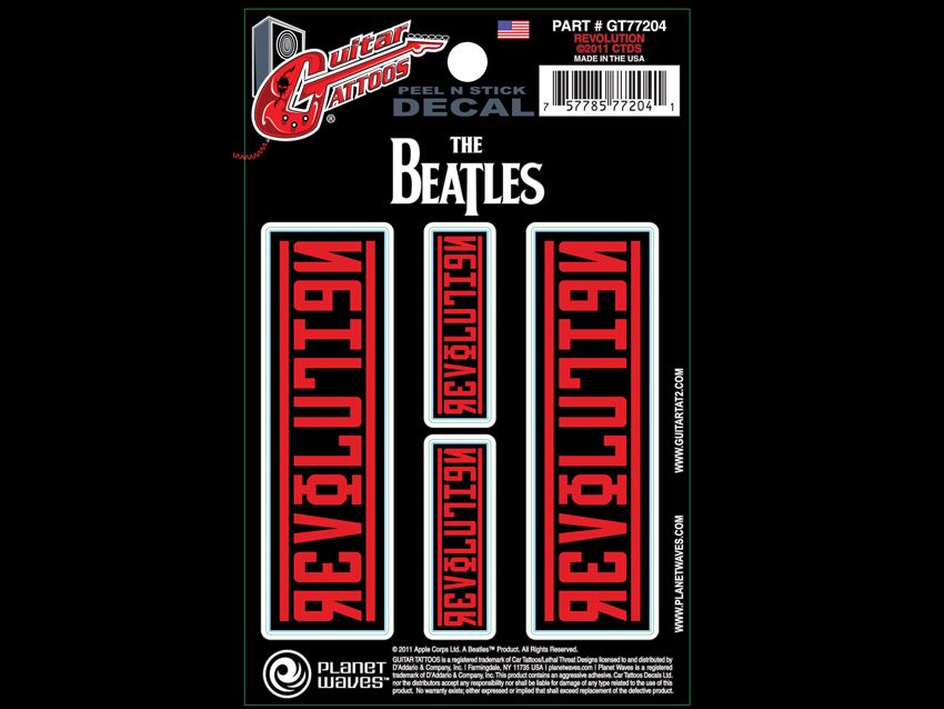 "The ever-familiar Revolution artwork comes in various sizes, offering four iconic red and black tattoos."