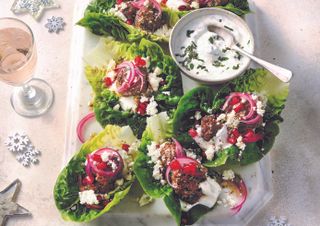 Lamb meatball lettuce cups