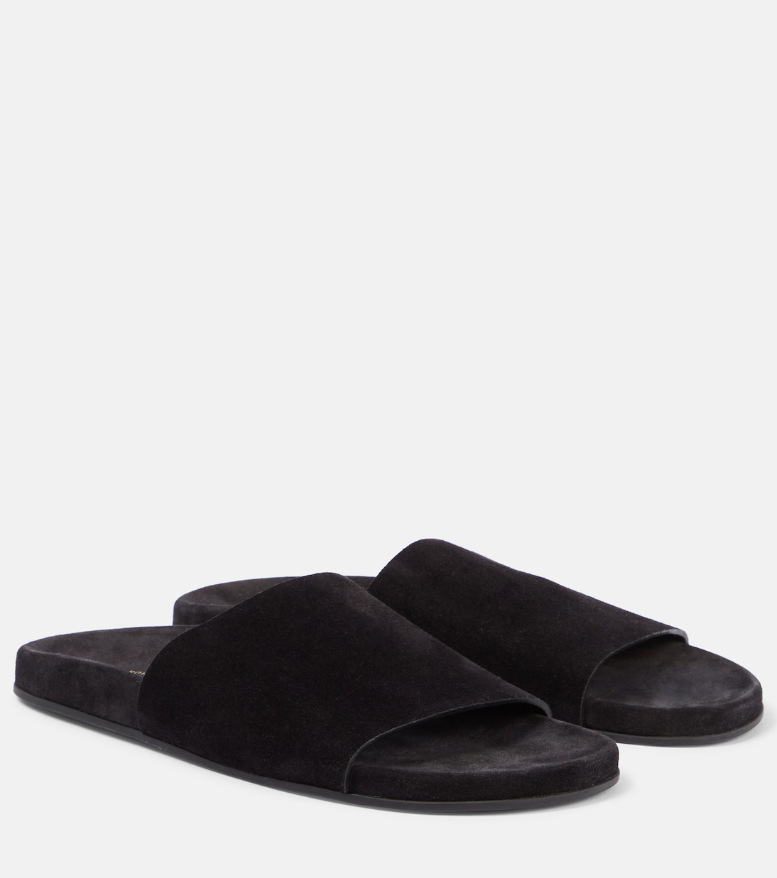 Hugh Suede Slides in Black - the Row