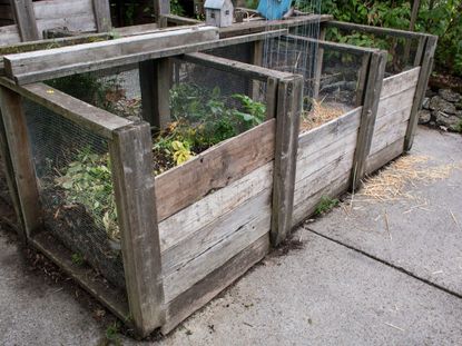 Wooden Compost Units In Garden