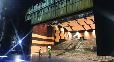 A theater&#039;s stage ready to be brought to life by LynTec Power Control.