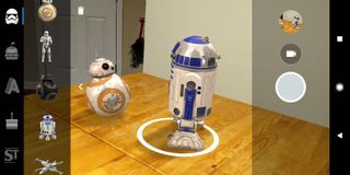R2-D2 and BB-8 visit an apartment thanks to AR Stickers. (Credit: Tom's Guide)
