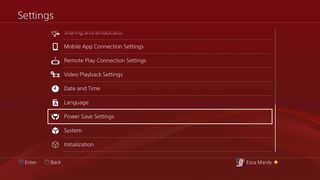 The Power Save option in your PlayStation 4 settings