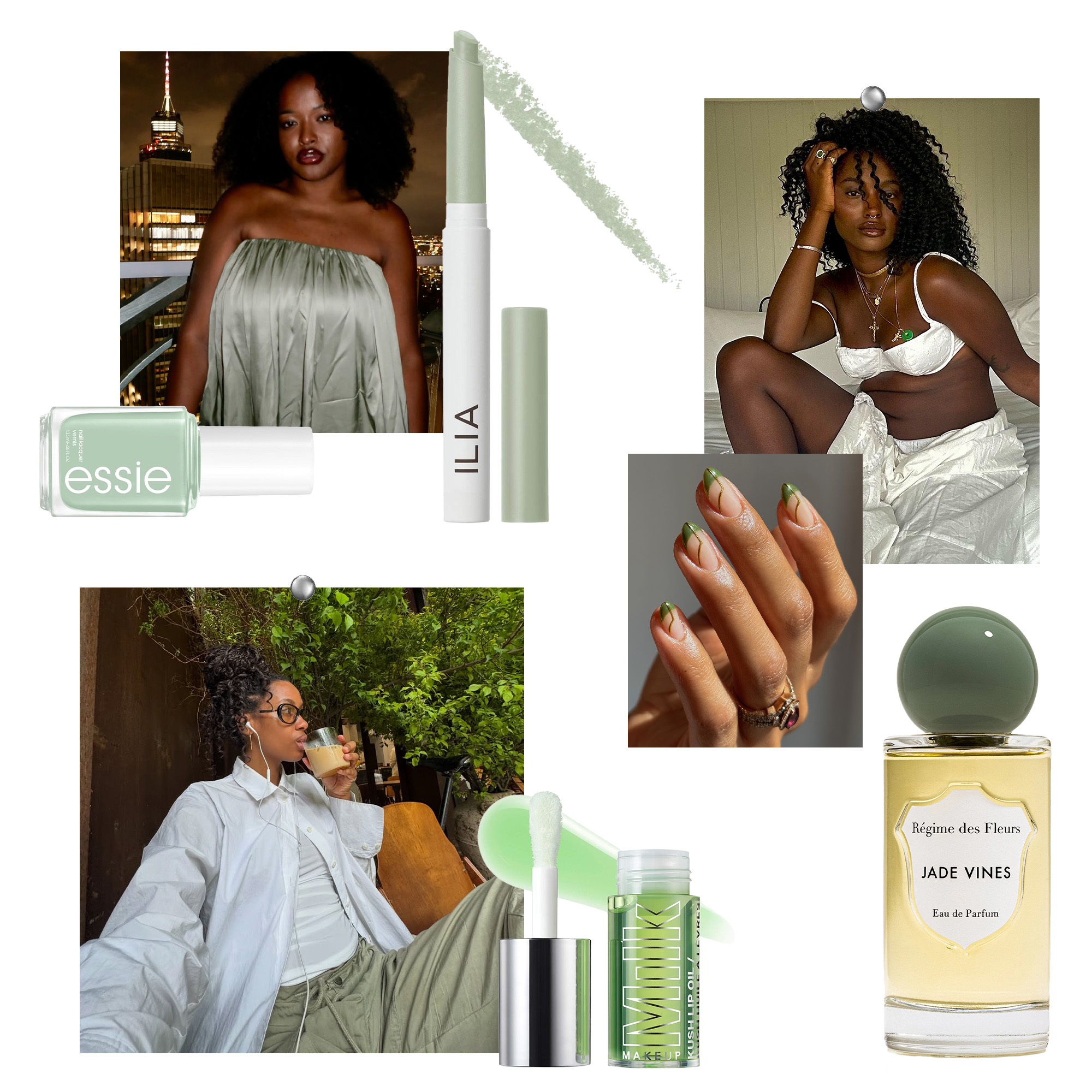 Imani Randolph, Gabrielle Richardson, Claire Most, and a manicure by Queenie Nguyen with jade beauty favorites