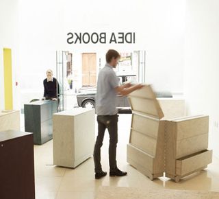 Shop with wooden moveable furniture