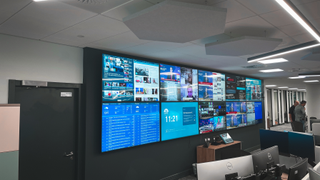 A massive video wall powered by Datapath at London's ITN News headquarters. 