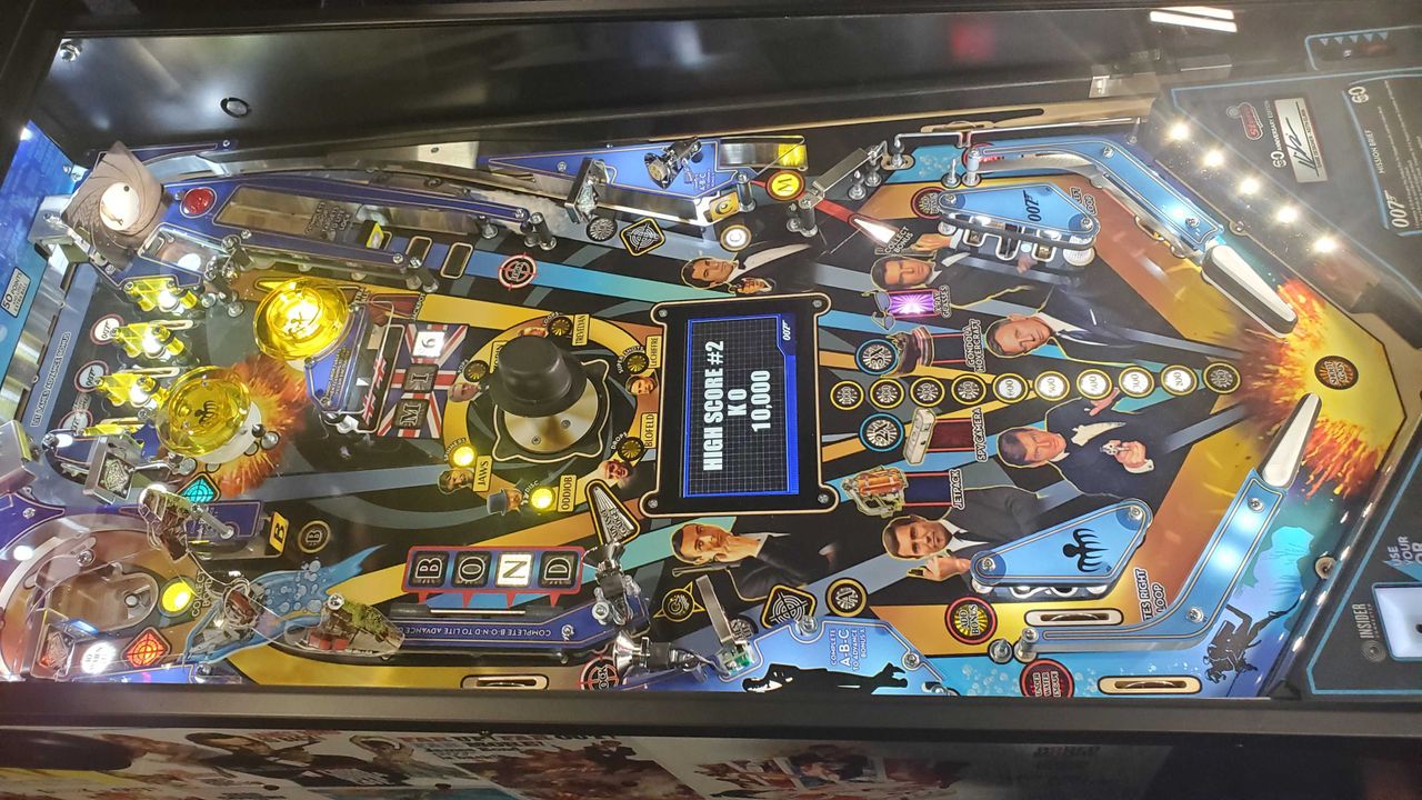 pinball machine lit up