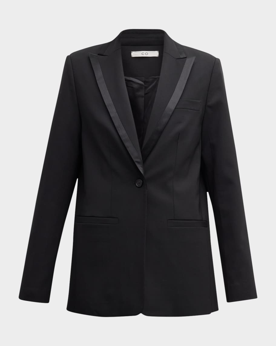 Satin-Trim Single-Breasted Tuxedo Jacket