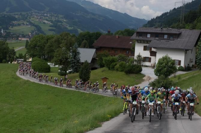 The start of stage 4 of the AlpenTour Trophy