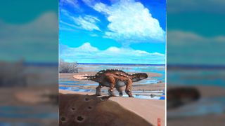 An illustration of Stegouros elengassen, which died by the water, possibly in quicksand.