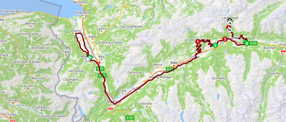 Map of stage 4 of the 2023 Tour de Suisse