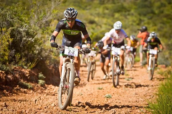 David George of Team 360Life leads the pack up the first major climb