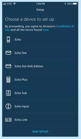 3 Choose Device Amazon Alexa setup
