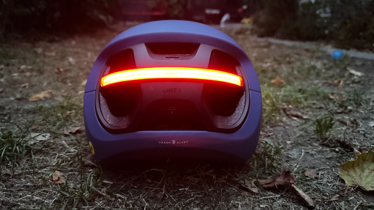The Unit 1 Aura illuminated after dark