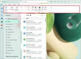 Outlook view tab options