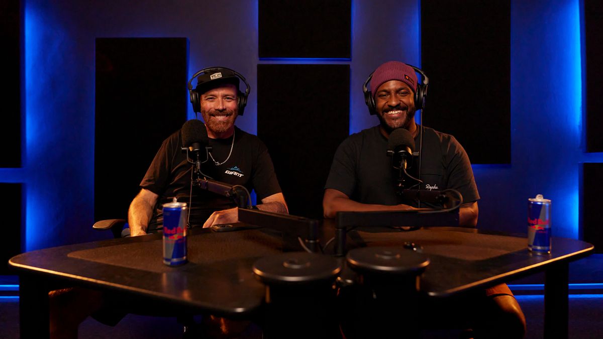 Two presenters in a studio