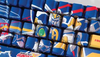 close up view of mobile suit gundam keycaps