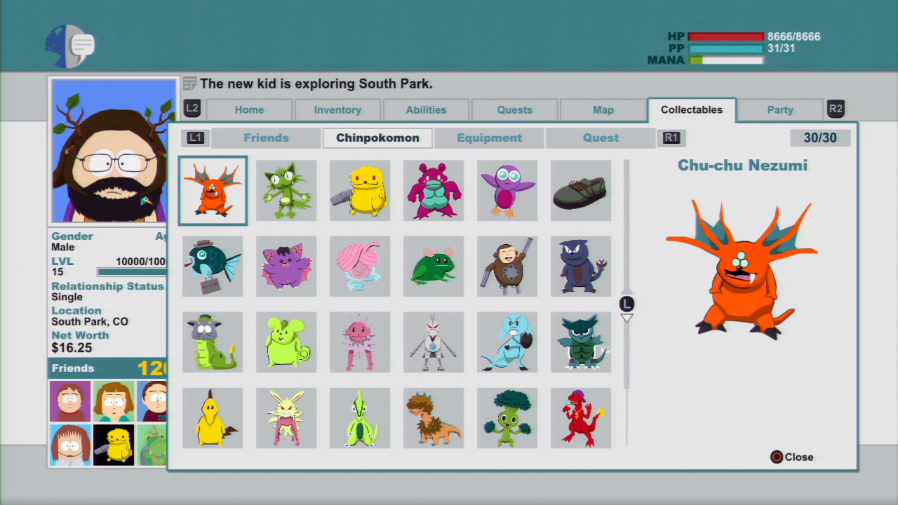 South Park: The Stick of Truth Chinpokomon locations guide