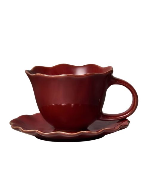 5 fl oz Espresso Cup and Saucer Burgundy - Hearth & Hand with Magnolia