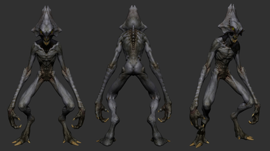 Once you have colour-corrected your model in Photoshop, reimport it into ZBrush for posing