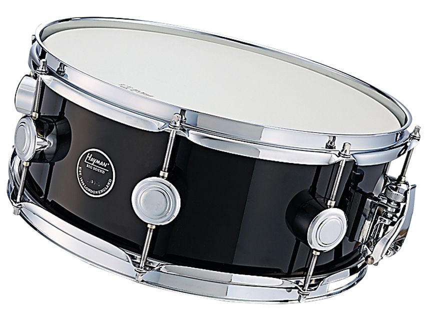The snare is light and has only eight lugs where the original Hayman had 10