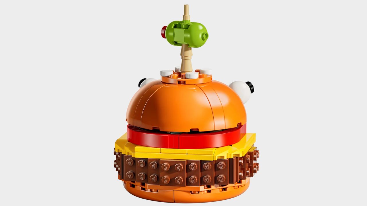 Lego Durrr Burger on a plain background