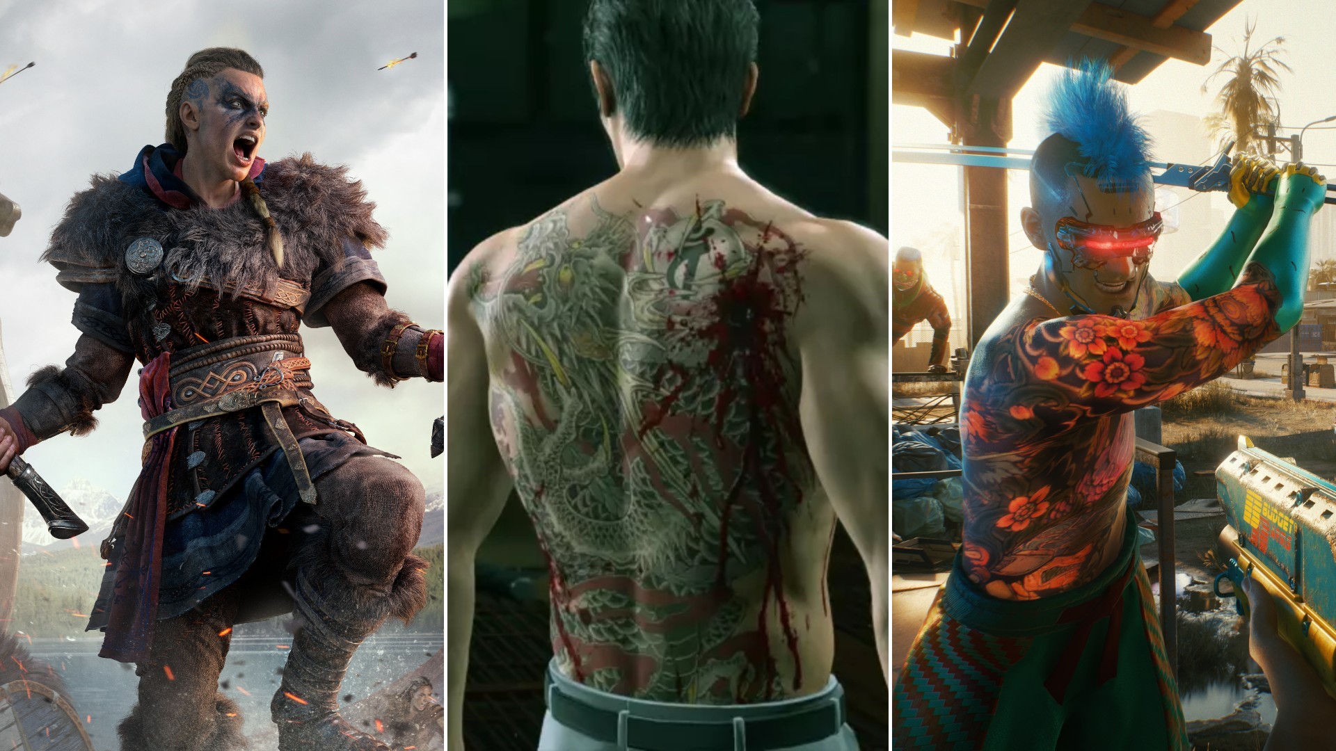 How Assassin's Creed Valhalla, Cyberpunk 2077, and Yakuza set new standards  for in-game tattoos | GamesRadar+
