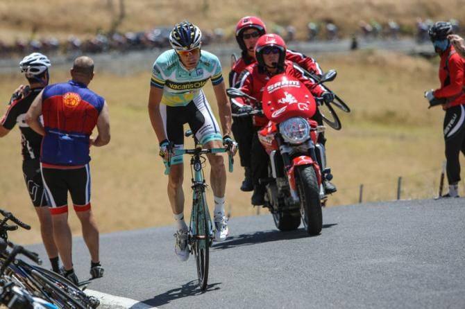 Lieuwe Westra (Vacansoleil-DCM) ahead on the climb.