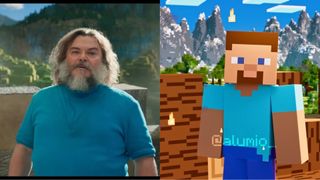 Minecraft movie side by side with animated version