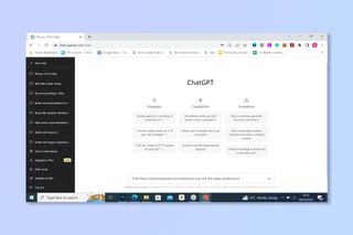 ChatGPT homepage with a search about to be sent
