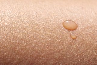 a drop of sweat on skin