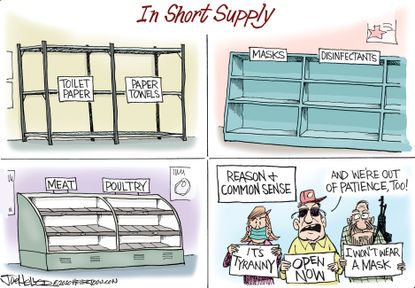 Editorial Cartoon U.S. coronavirus short supply anti lockdown protesters