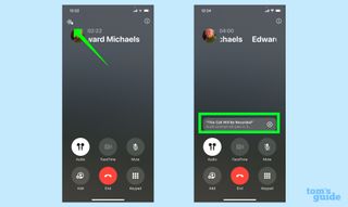 press the record button in the upper left corner of the call screen