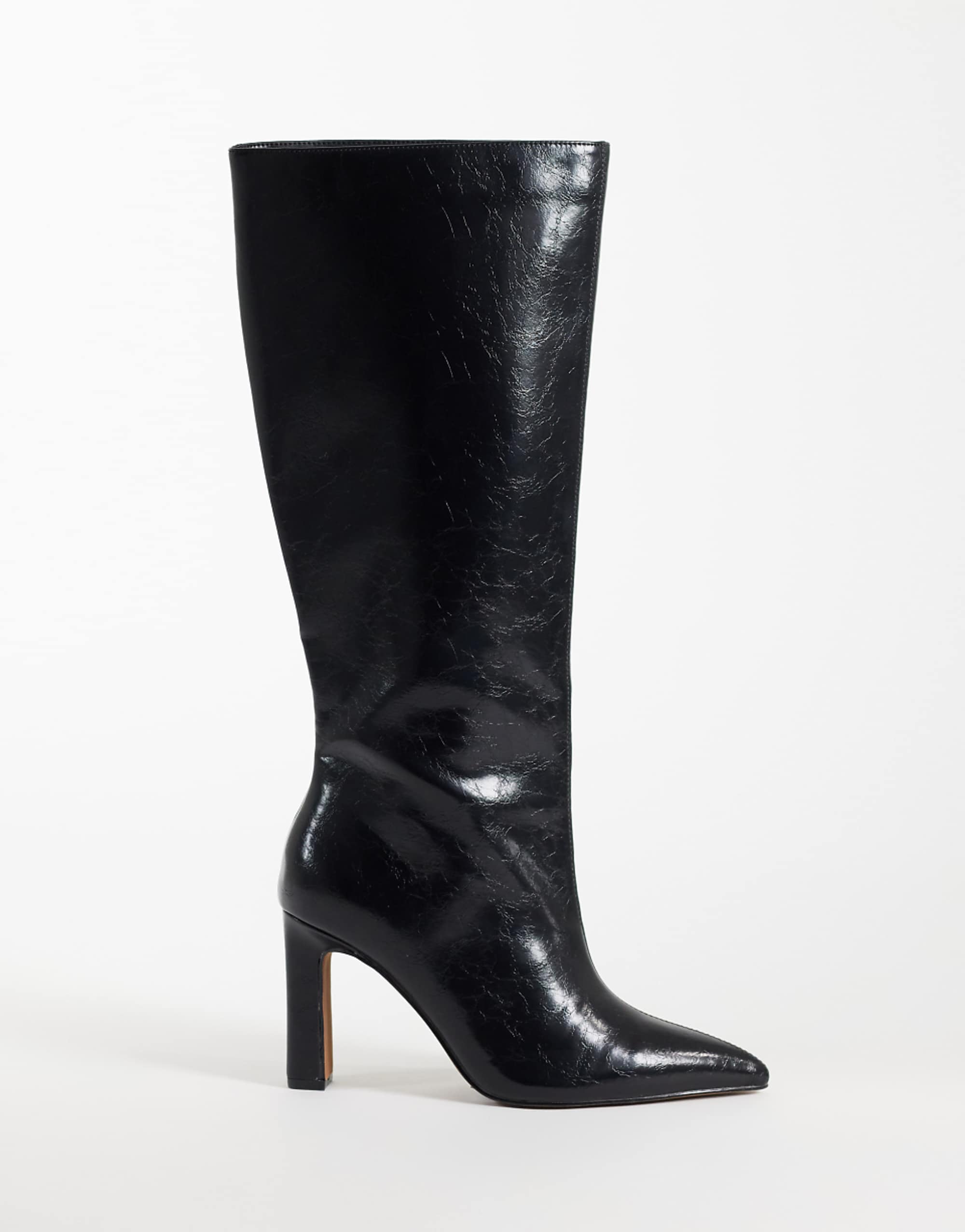 Asos Design Wide Fit Charming Heeled Knee Boots in Black