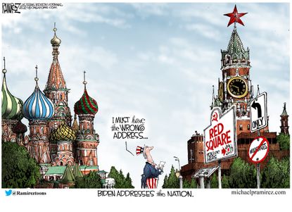 Political Cartoon U.S. biden address russia