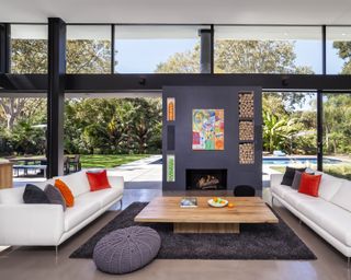 Modern fireplace by Mary Maydan of Maydan Architects