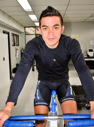 Fabio Duarte on the stationary bike.
