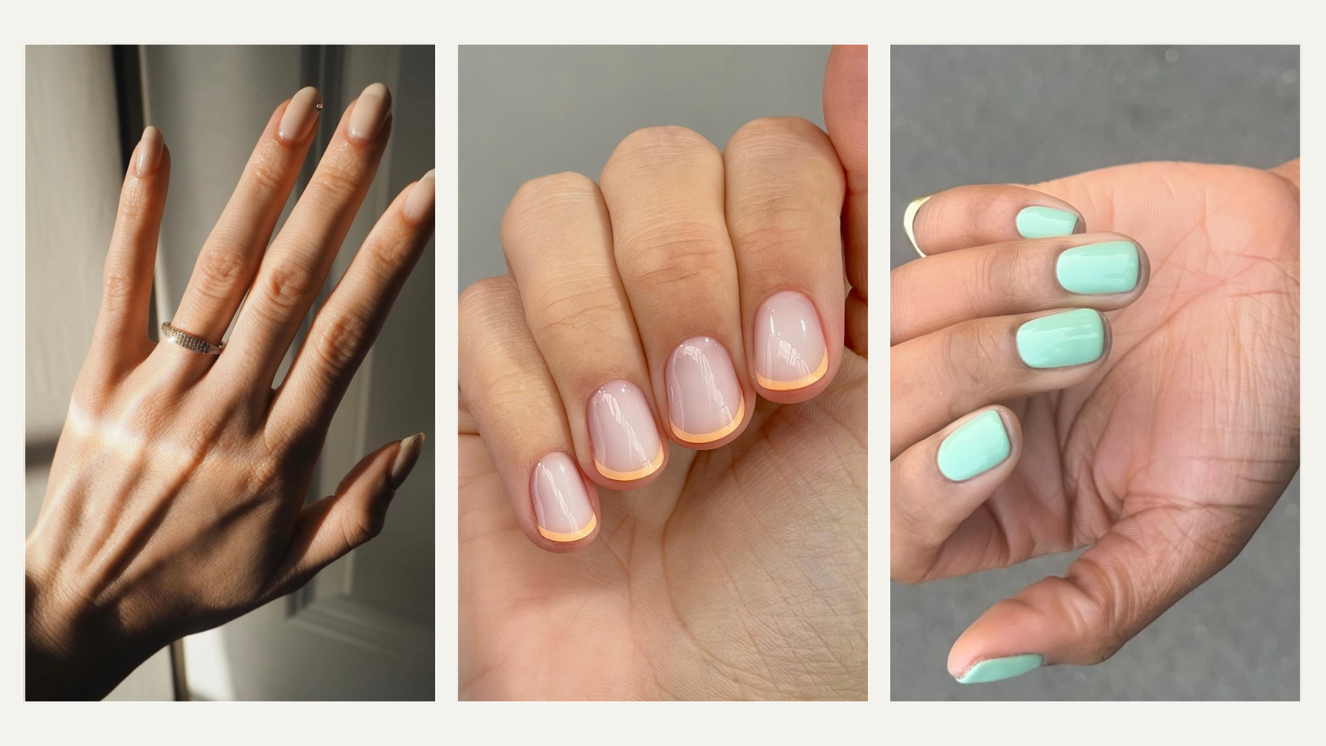 A collage of wedding guest nails