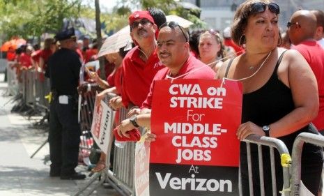 The Verizon strike in August accounted for a temporary loss of 45,000 jobs