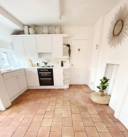 Becky Lane has transformed an old pine kitchen for £100 with a few litres of paint