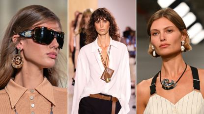 Three models wear different types of jewellery showcasing the jewellery trends of 2026