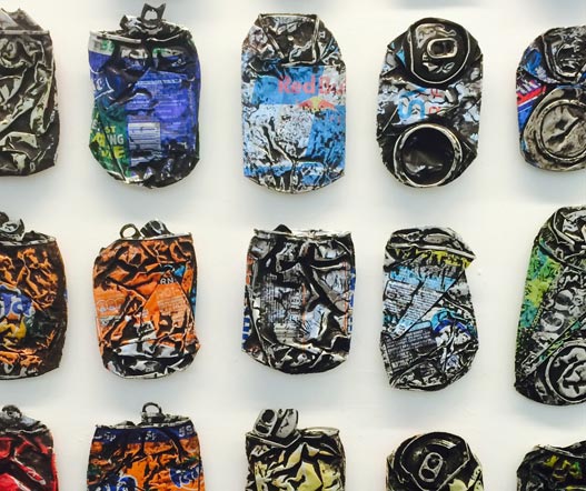 Jesus Salazar collected 140 discarded cans to create his Road Kills project
